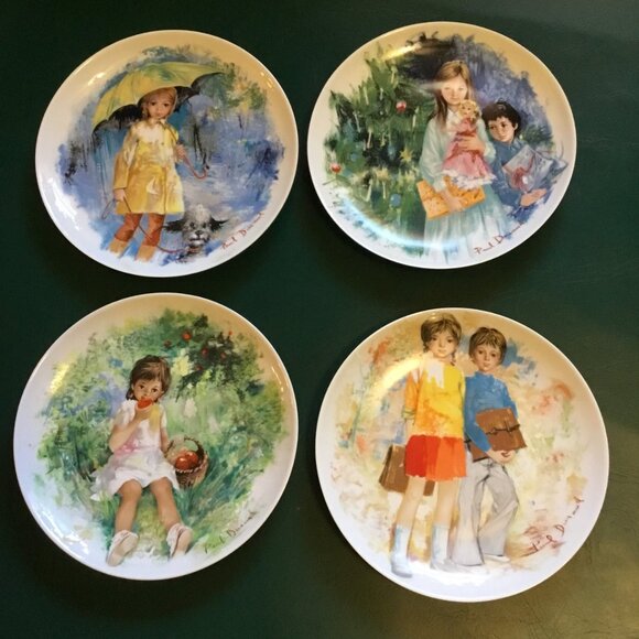 Set Of 4 Paul Durand Limoges Collectible Plates With Childrens Illustrations - Picture 1 of 8